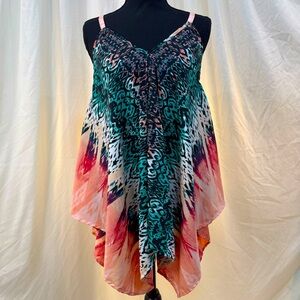 Gorgeous flowing handkerchief style asymmetrical top